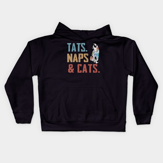 Tats Naps And Cats Kids Hoodie by Rumsa